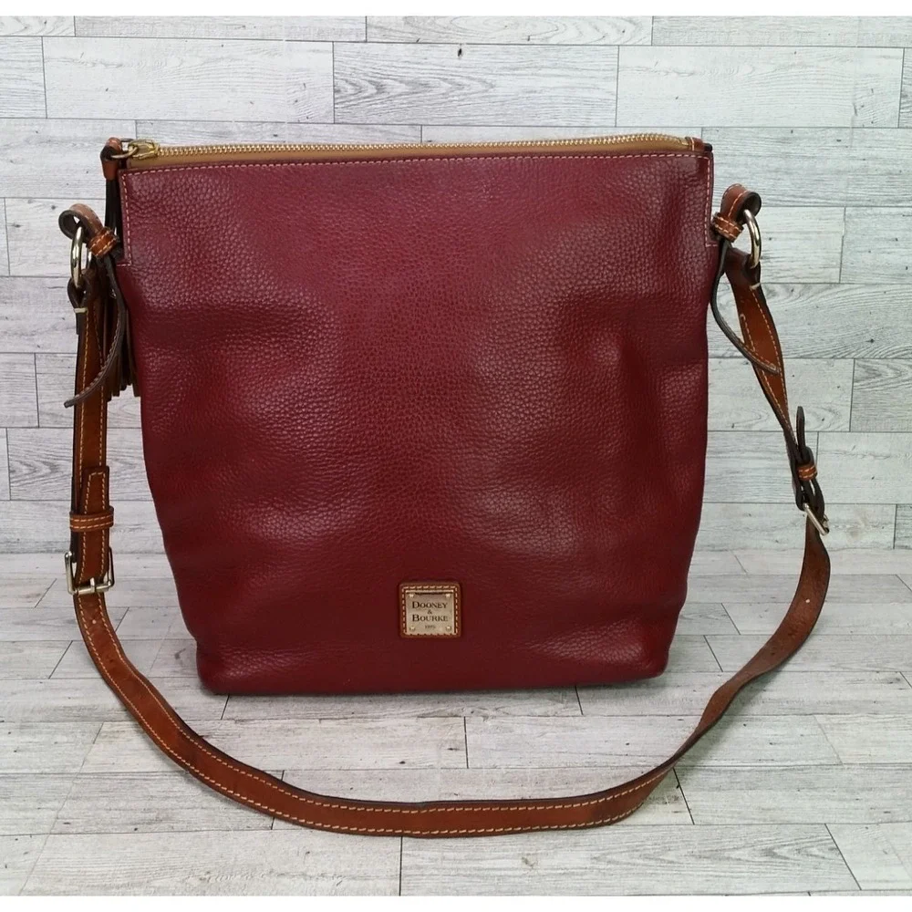 Dooney & Bourke Pebble Grain Leather Shoulder Bag Wine Red